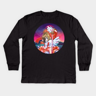 Funny Sakura Girl Japanese Anime Kids Long Sleeve T-Shirt